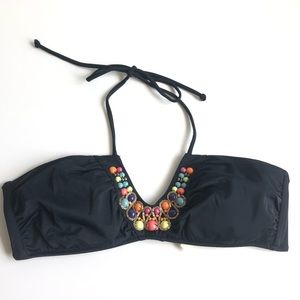 Black beaded halter bikini top